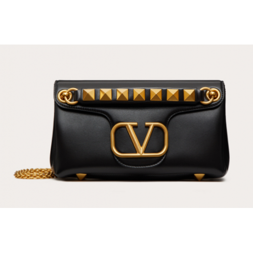 VALENTINO GARAVANI Bolso de hombro Stud Sign de napa NL098 negro