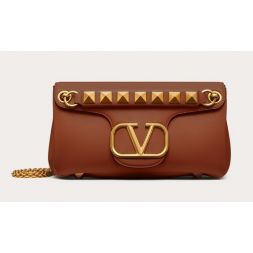 VALENTINO GARAVANI Bolso de hombro Stud Sign napa NL098 caramelo