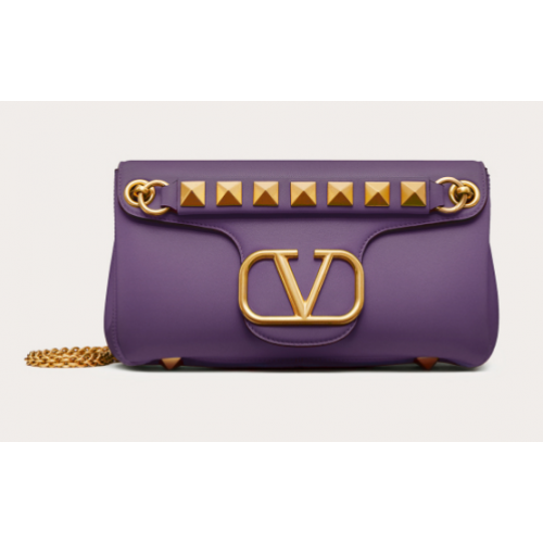 VALENTINO GARAVANI Bolso de hombro Stud Sign de napa NL098 violeta