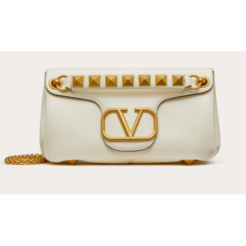 VALENTINO GARAVANI Bolso de hombro Stud Sign de napa NL098 blanco
