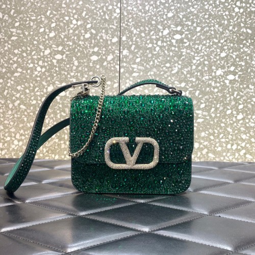 VALENTINO GARAVANI VSLING Diamante brillante Mini bolso de hombro XW20808 verde