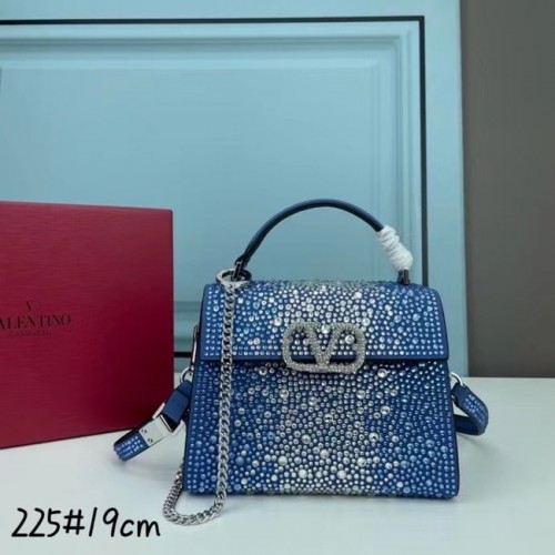 VALENTINO GARAVANI VSLING Mini totebag con diamantes brillantes XW2B1G9 Metal en tono azul y plateado
