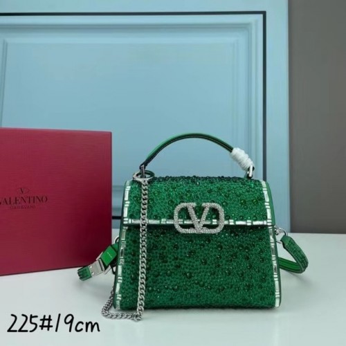 VALENTINO GARAVANI VSLING Shiny diamond Mini totebag XW2B1G9 verde y plateado-Metal