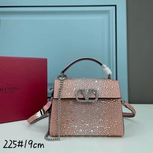 VALENTINO GARAVANI VSLING Mini totebag con diamantes brillantes XW2B1G9 rosa y metal plateado