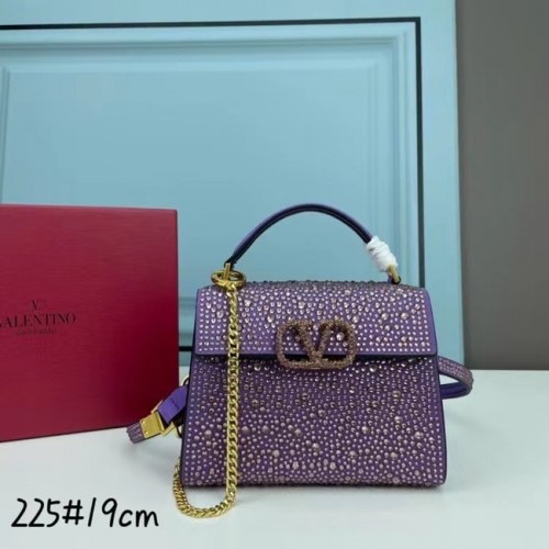 VALENTINO GARAVANI VSLING Diamante brillante Mini totebag XW2B1G9 Morado y plateado-Metal