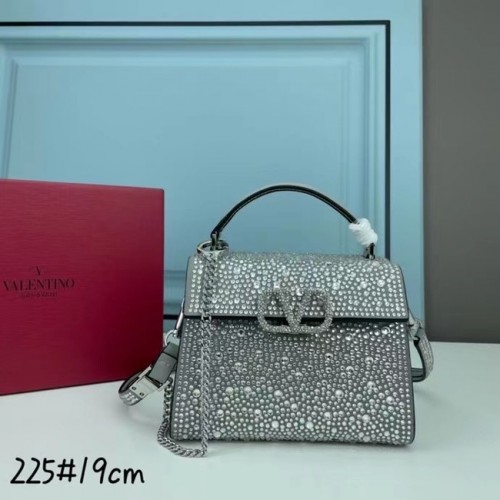 VALENTINO GARAVANI VSLING Diamante brillante Mini totebag XW2B1G9 plata y metal tono plata
