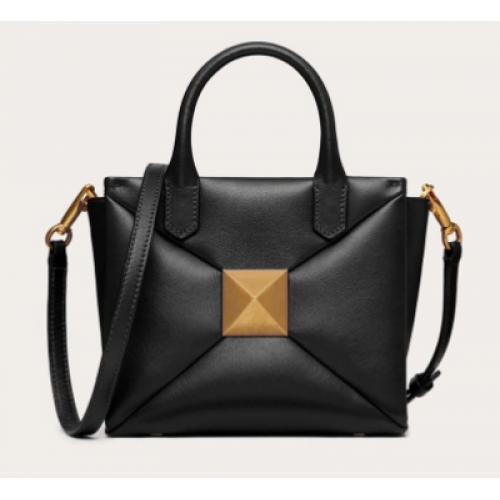 VALENTINO GARAVANI Bolso tote pequeño One Stud de piel de oveja XW0B0K59 negro