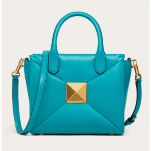 VALENTINO GARAVANI Bolso tote pequeño One Stud de piel de oveja XW0B0K59 azul