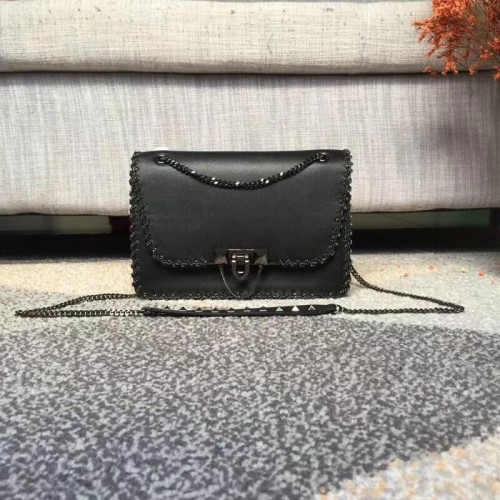 VALENTINO Bolso de piel Negro 2046 Cadena negra