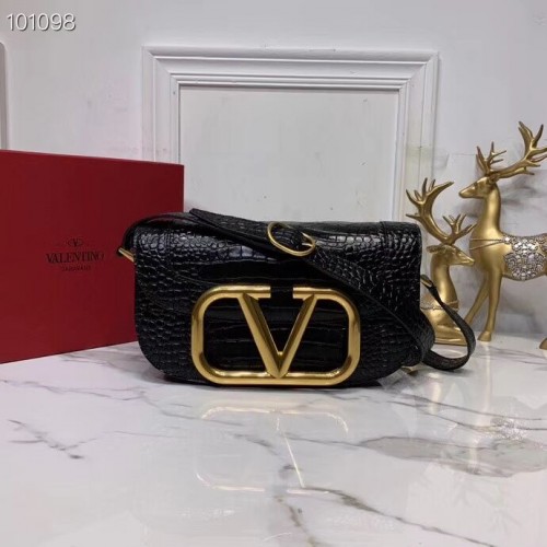 VALENTINO Origianl Bolso bandolera de piel de cocodrilo V0030 negro