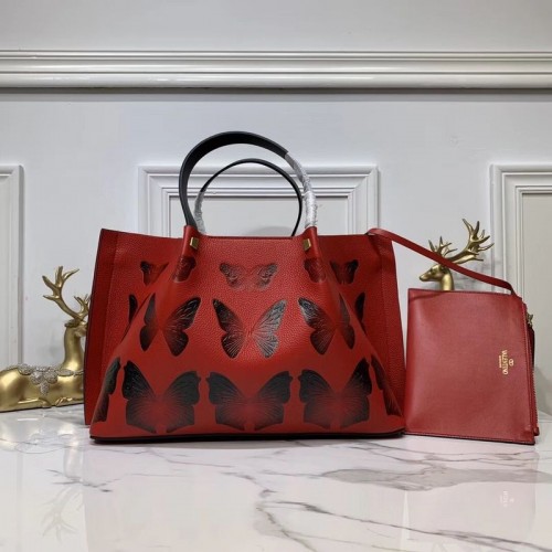 VALENTINO Bolso Original en Piel Mariposa en Relieve V0099F Rojo