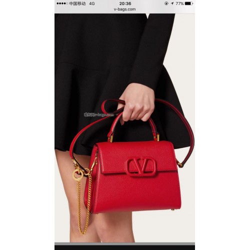 VALENTINO Bolso tote de cuero original V0025 rojo