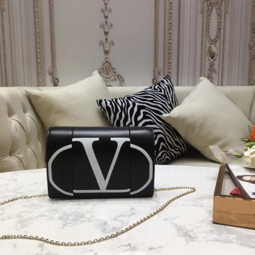 VALENTINO Original mini bolso de hombro en piel 8877 blanco y negro