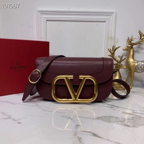 VALENTINO Bolso bandolera de piel original V0030 Burdeos