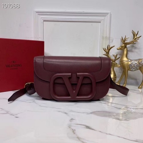 VALENTINO Bolso bandolera de piel original V0030A Burdeos