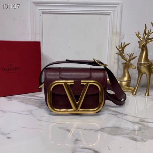 VALENTINO Bolso bandolera de piel original V0032 Burdeos