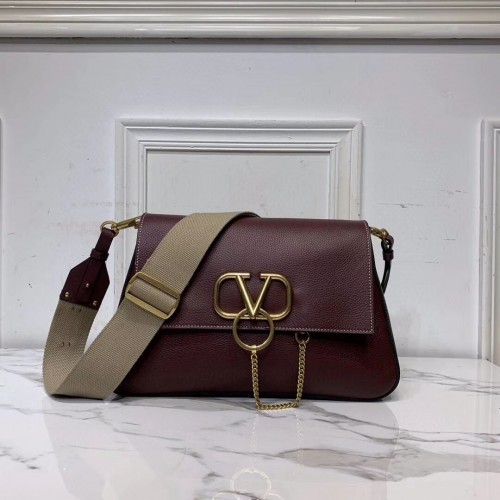 VALENTINO Bolso bandolera de piel original V0888 Burdeos