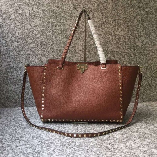 VALENTINO Bolso tote grande Rockstud 0973 marrón