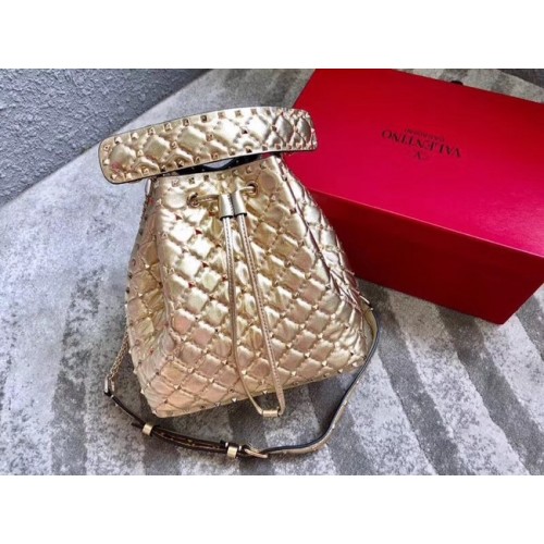 VALENTINO Bolso bombonera Rockstud de piel 0059L dorado