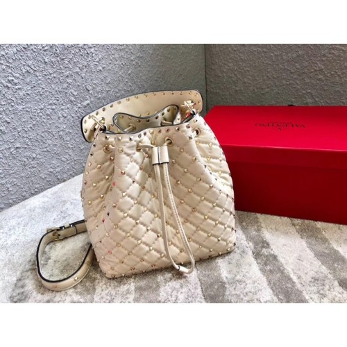 VALENTINO Bolso bombonera Rockstud de piel 0059L hueso