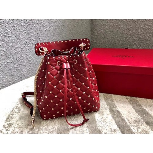 VALENTINO Bolso bombonera Rockstud de piel 0059L rojo