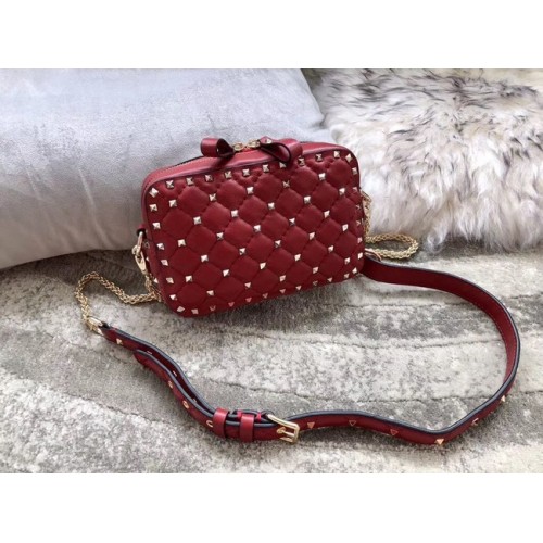 VALENTINO Bandolera Rockstud de piel para cámara 57367 rojo