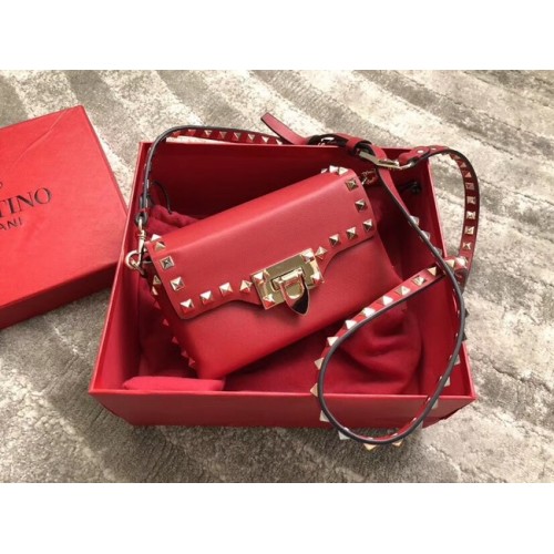 VALENTINO Bandolera de piel Rockstud 04235 rojo
