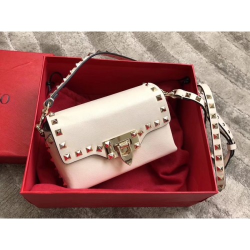 VALENTINO Bandolera de piel Rockstud 04235 blanco