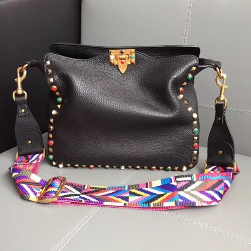 VALENTINO Bolso bandolera de piel Rockstud 50031 negro