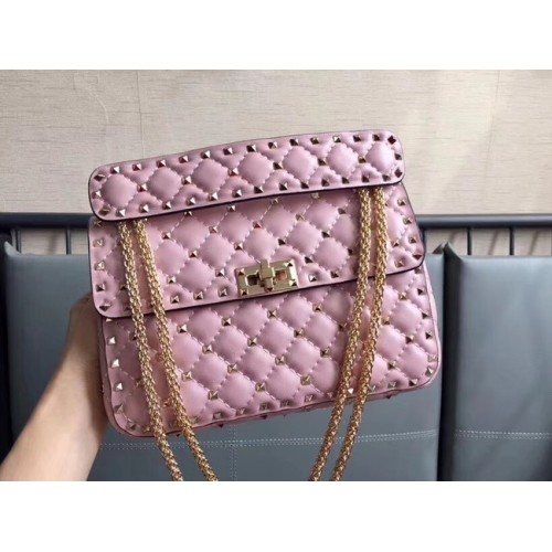 VALENTINO Bolso de hombro Rockstud mediano de piel 0123 rosa