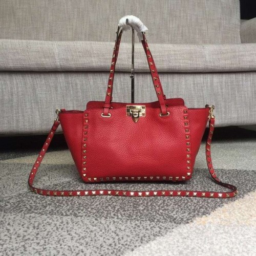 VALENTINO Bolso tote mediano Rockstud 0972 rojo
