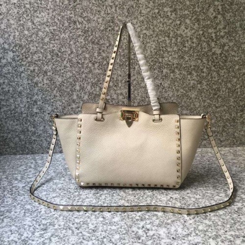 VALENTINO Bolso tote mediano Rockstud 0972 blanco