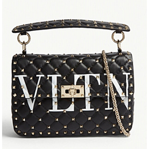 VALENTINO Rockstud Spike bolso de hombro mediano 2601 negro