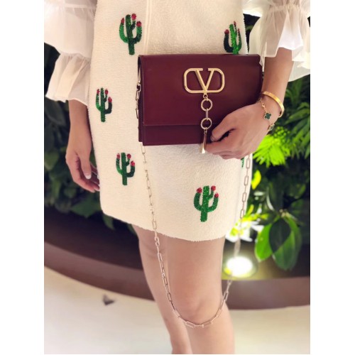 VALENTINO VLOCK Original bandolera en piel 0910 Burdeos