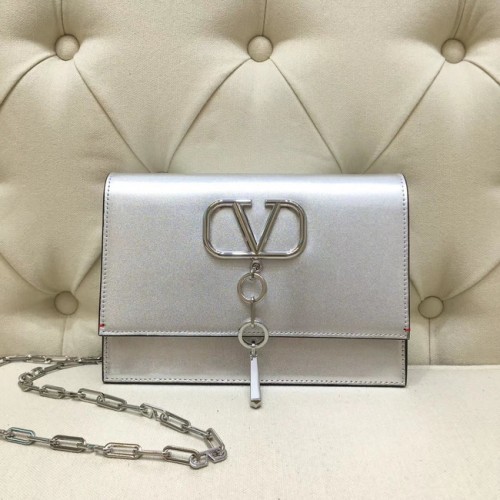 VALENTINO VLOCK Original bandolera de cuero 0910 plata
