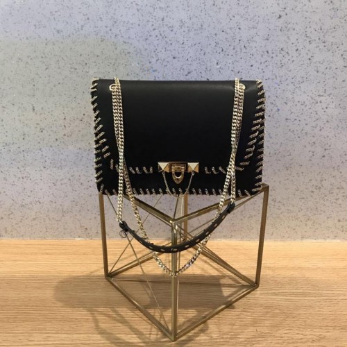 VALENTINO Bolso de piel Negro 2046 Cadena de oro
