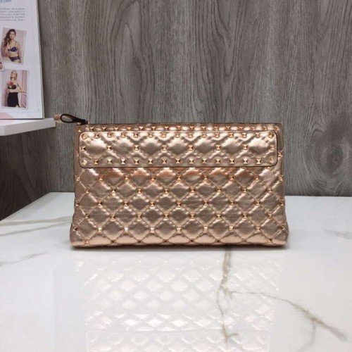 VALENTINO clutch de cuero 0125 Rose Gold