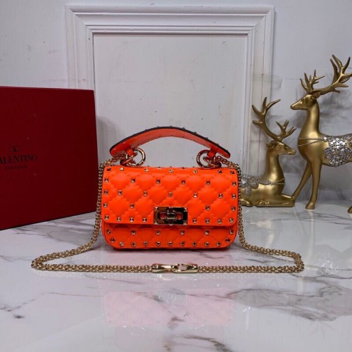 Valentino Garavani Rockstud Spike Original Bolso De Cuero V0124 Naranja