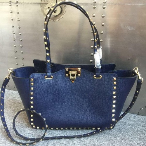 Valentino Garavani Rockstud Tote Bag Cuero Original 1917B Azul