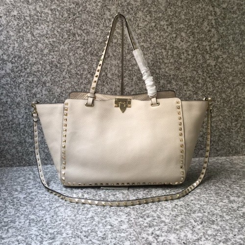 Valentino Garavani Rockstud Tote Bag Original Leather 1917B blanco