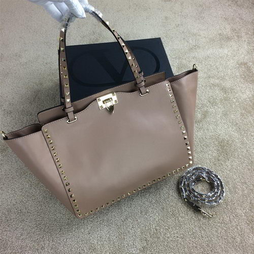 Valentino Garavani Rockstud Tote Bag Cuero Original VG1917 Beige