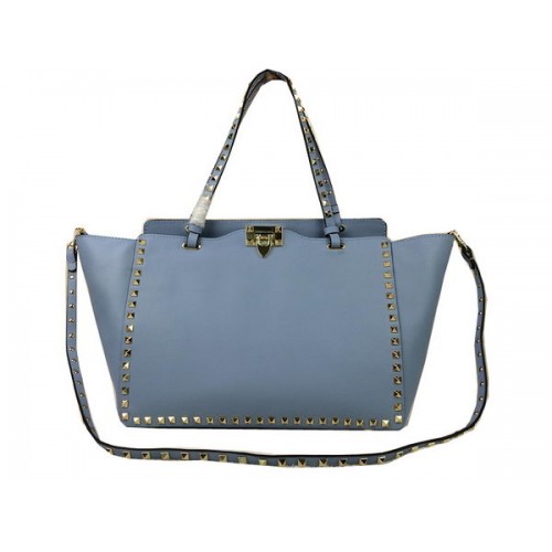 Valentino Garavani Rockstud Tote Bag Cuero Original VG1917 SkyBlue