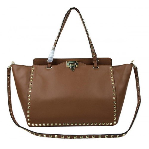 Valentino Garavani Rockstud Tote Bag Cuero Original VG1917 Trigo