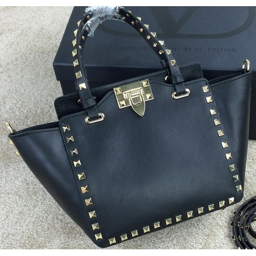 Valentino Garavani Rockstud mini bolso de mano cuero original VG1918 negro