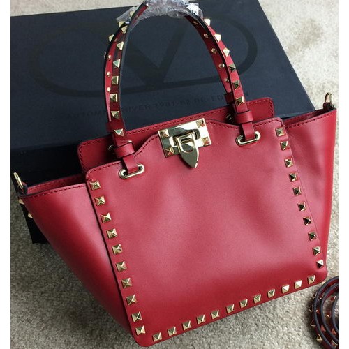 Valentino Garavani Rockstud mini Tote Bag Cuero Original VG1918 Burdeos