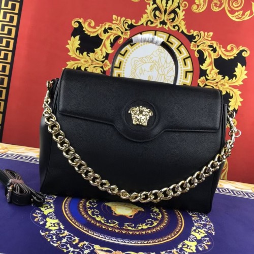 Versace Original bolso grande de piel de becerro FS1042 negro