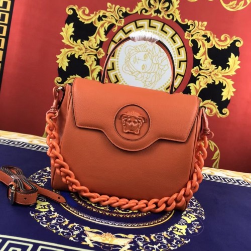 Bolso mediano Versace Original de piel de becerro FS1041 naranja
