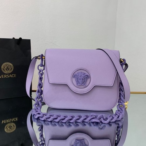 Bolso mediano Versace Original de piel de becerro FS1067 Lavanda