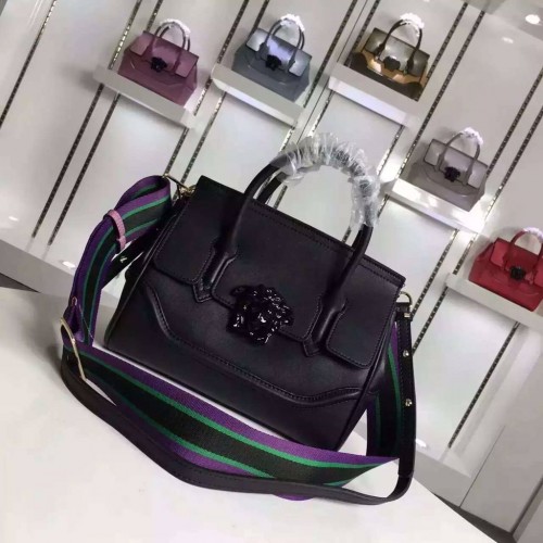 Versace Palazzo Empire Original Leather Shoulder Bag V1911 Negro