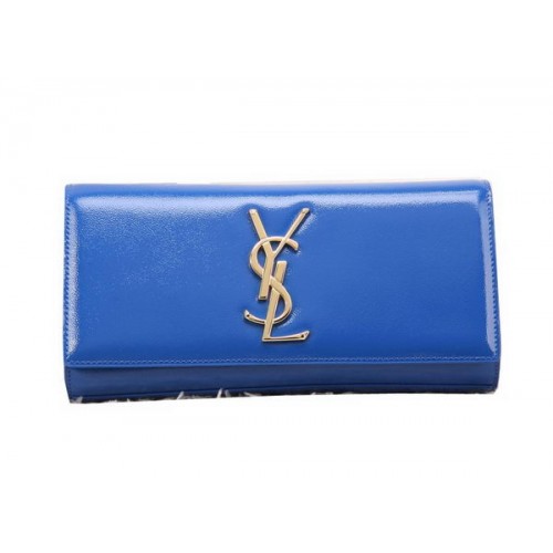 YSL Classic Monogramme Clutch Bag Charol Y8909 Azul